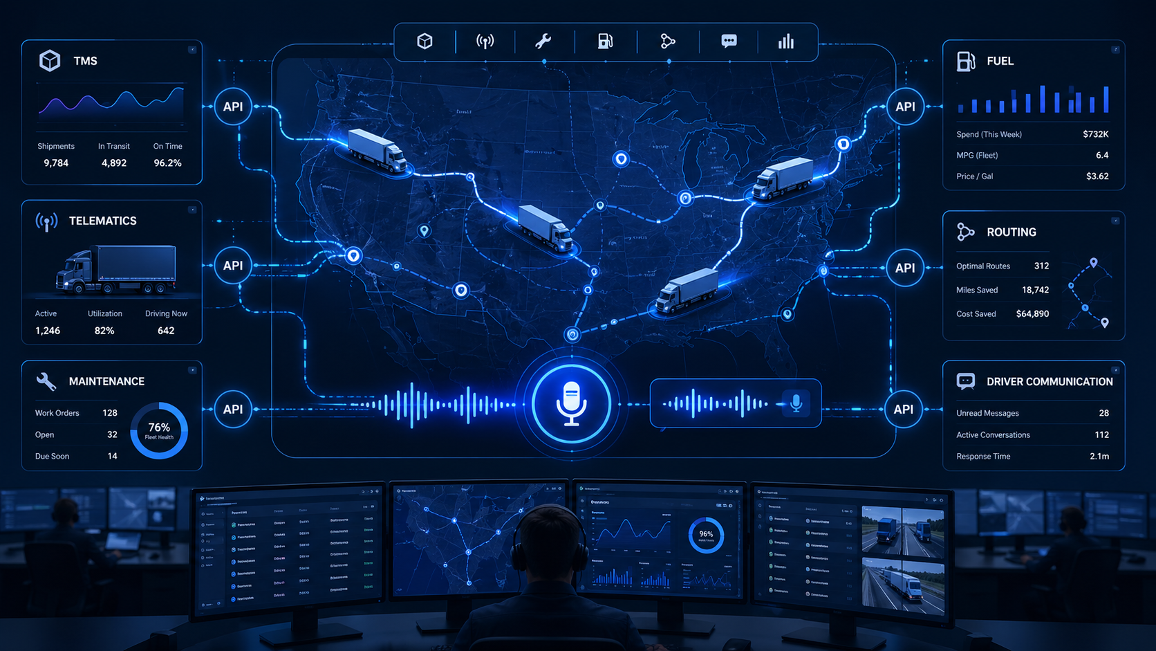 Fleet management systems integration for trucking