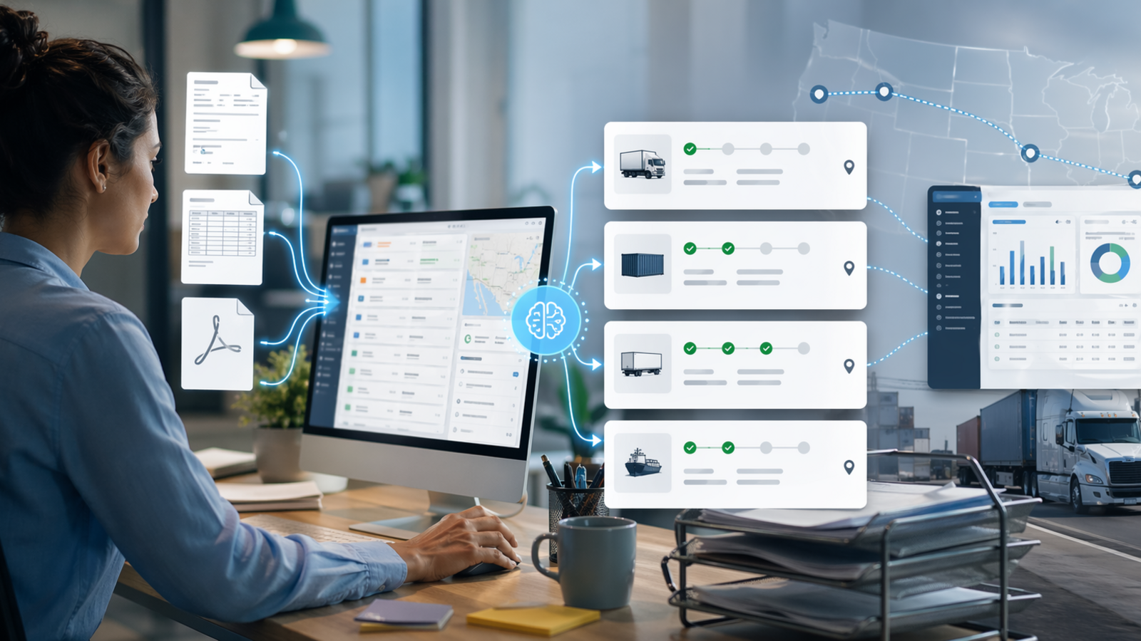 Automated order entry from rate confirmations for trucking